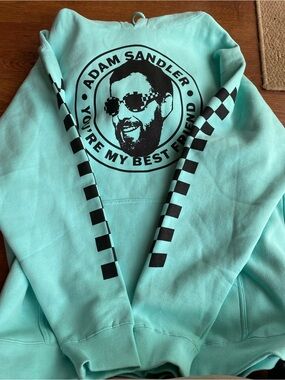 Sandler Aqua Hoodie with Black Adam Sandler Graphic